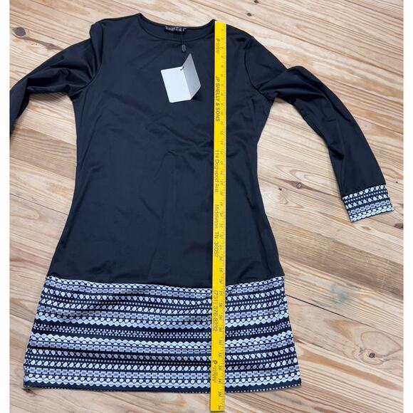 C.O.Z.Y Black Dress White Gray Geometric Design Women’s Size Large NWT - Picture 8 of 10